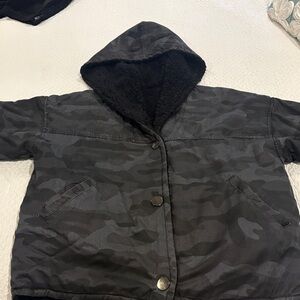 Vintage Havana Black Camouflage Puffer Jacket